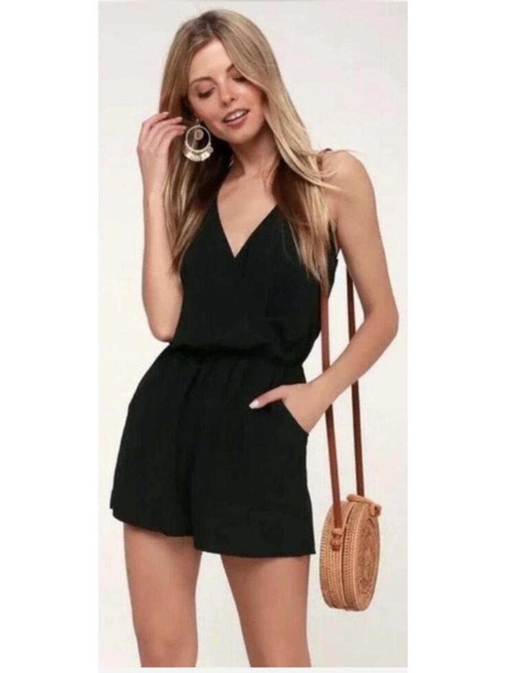 Lulus Black Surplice Romper Size Small